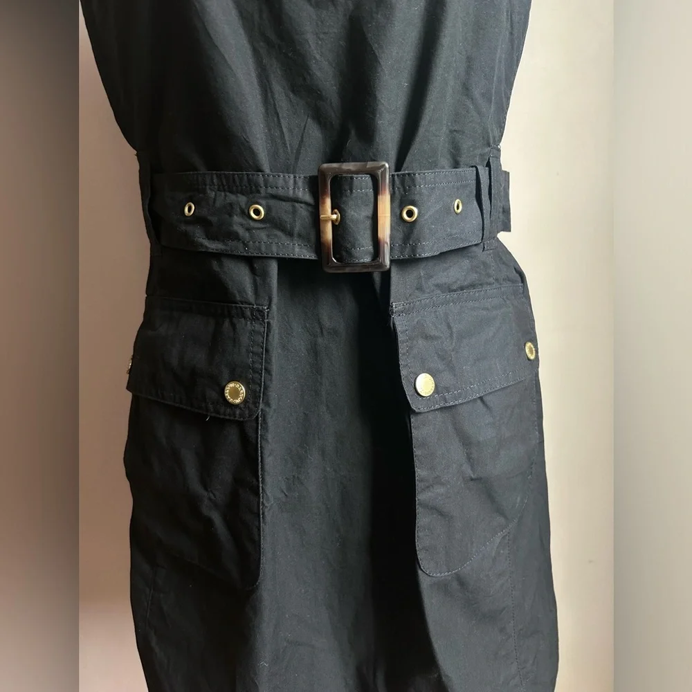 Barbour Black Mini Dress with Belt - Picture 8 of 13